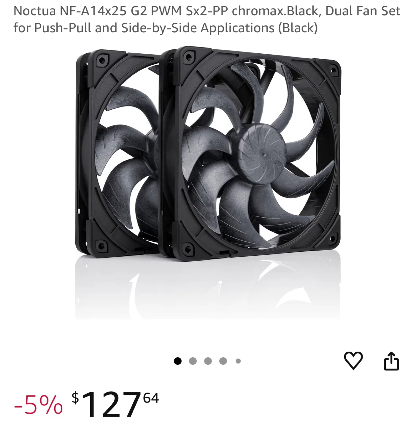 Noctua NF-A14x25 PWM chromax.black.swap 140mm Dual Fan NP2