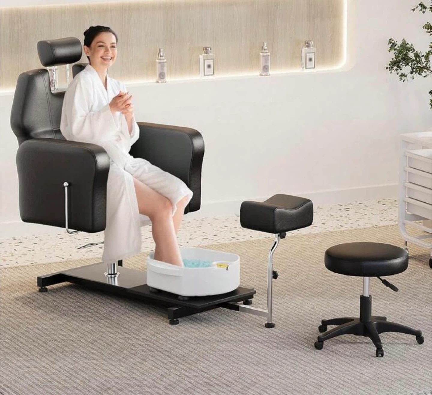 LUXMARS Black Massage Chair with Foot Spa Basin