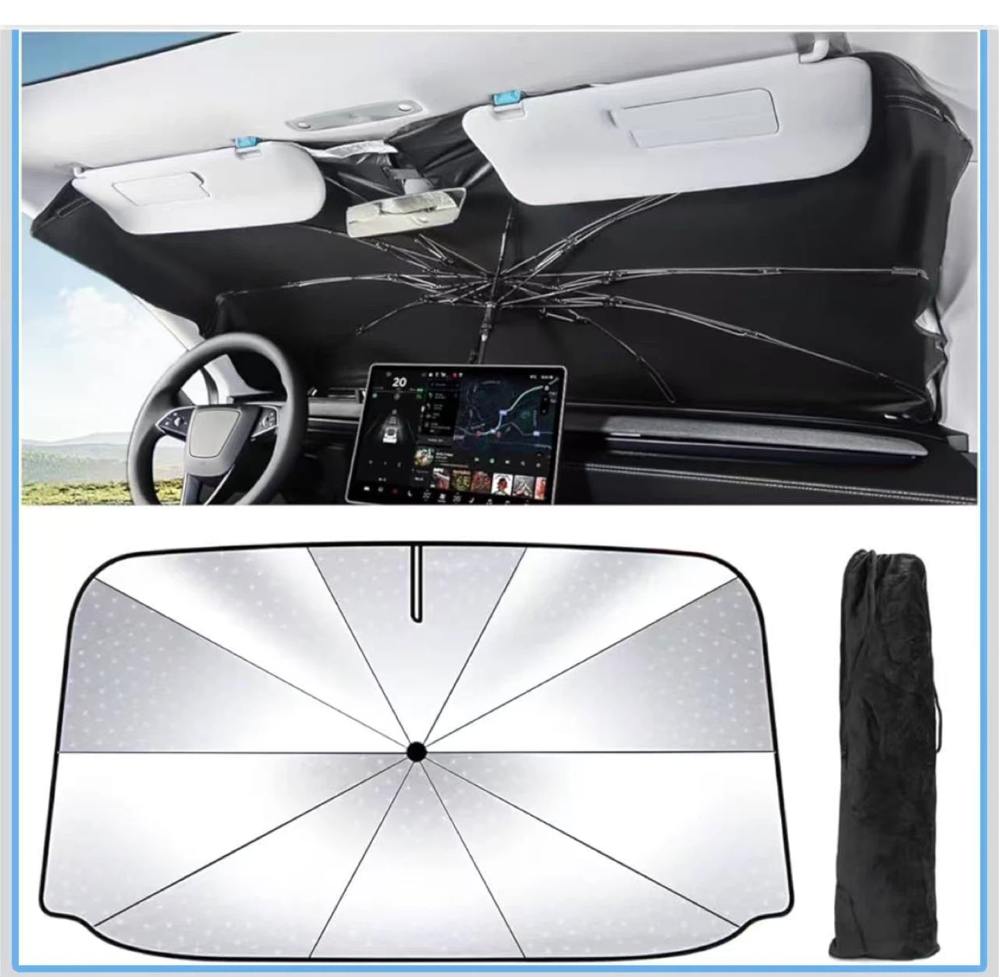 Tesla Model 3/Y Windshield Sunshade Umbrella