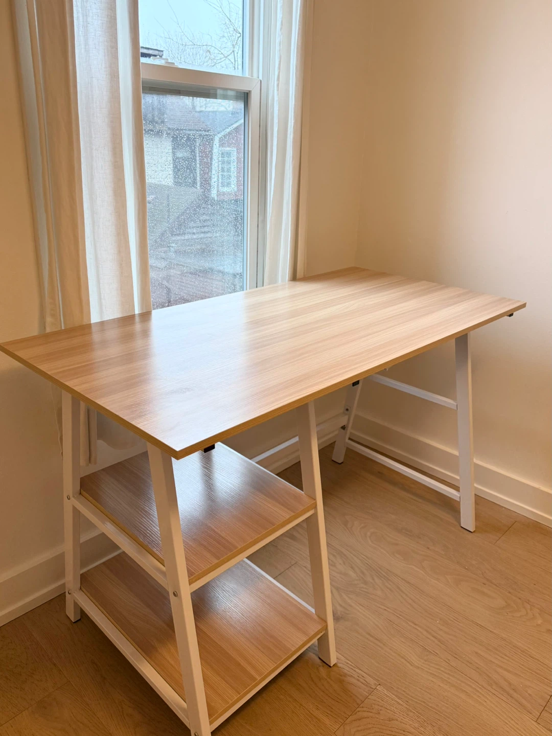 Wood Top Desk with Shelves
