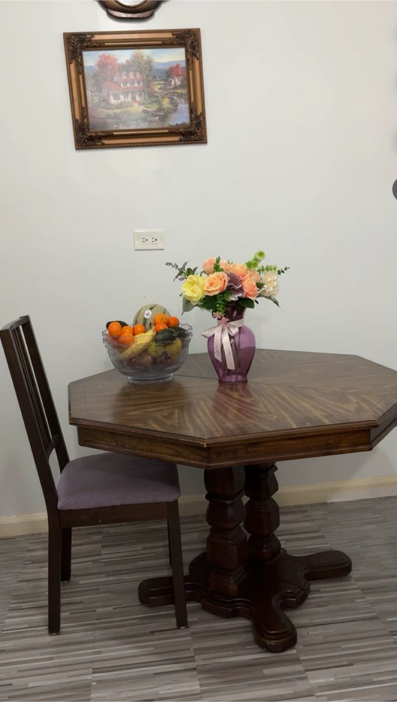 Wooden Octagonal Dining Table with Pedestal Base - photo 2