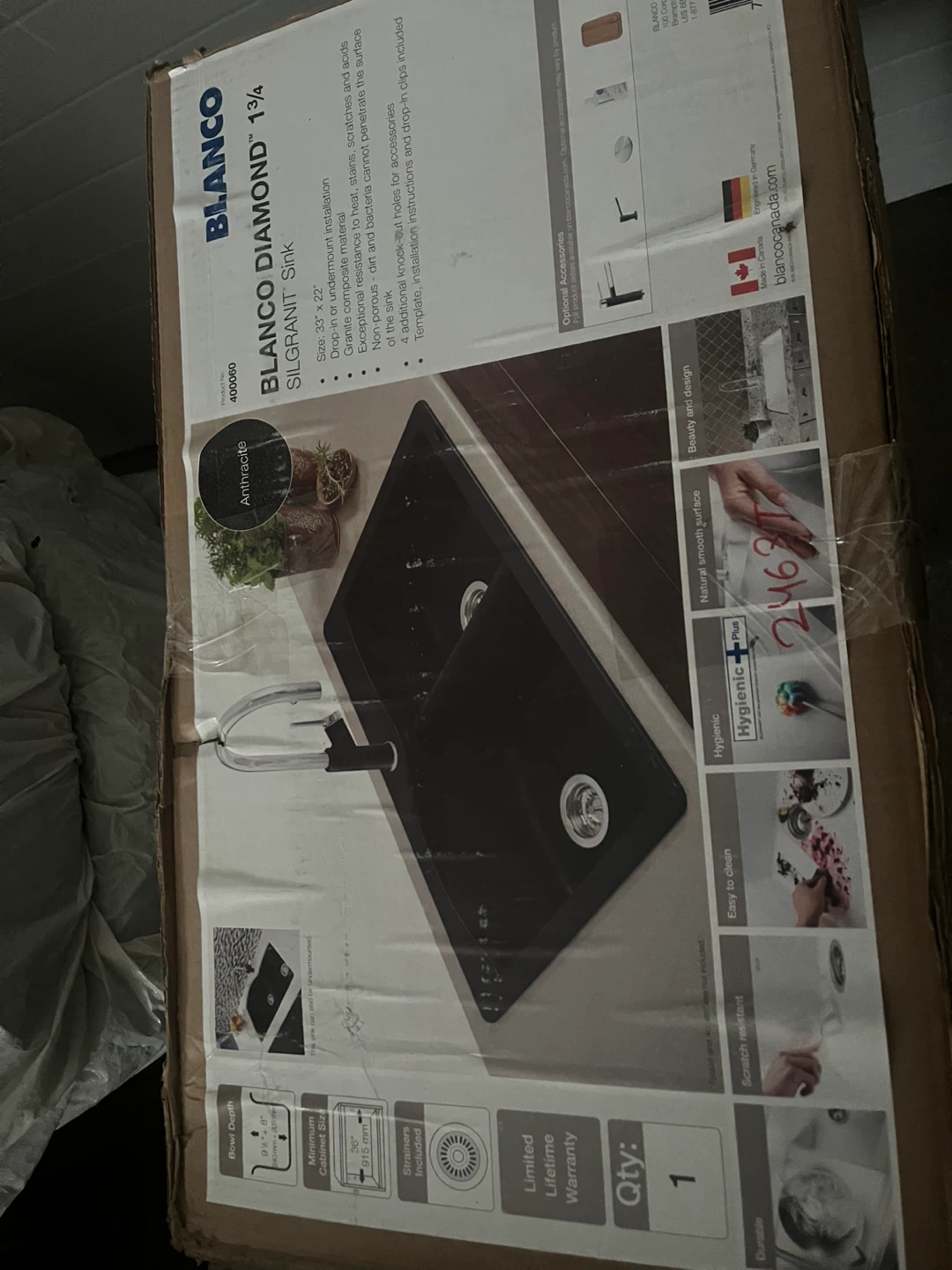 BLANCO Diamond 1 3/4 Silgranit Sink Anthracite