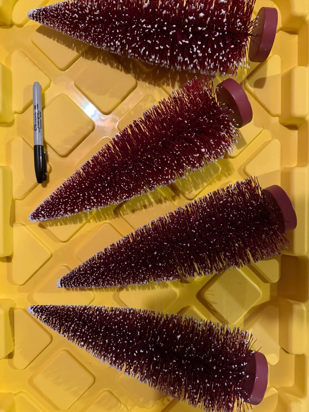 Set of 4 Red Glitter Trees
