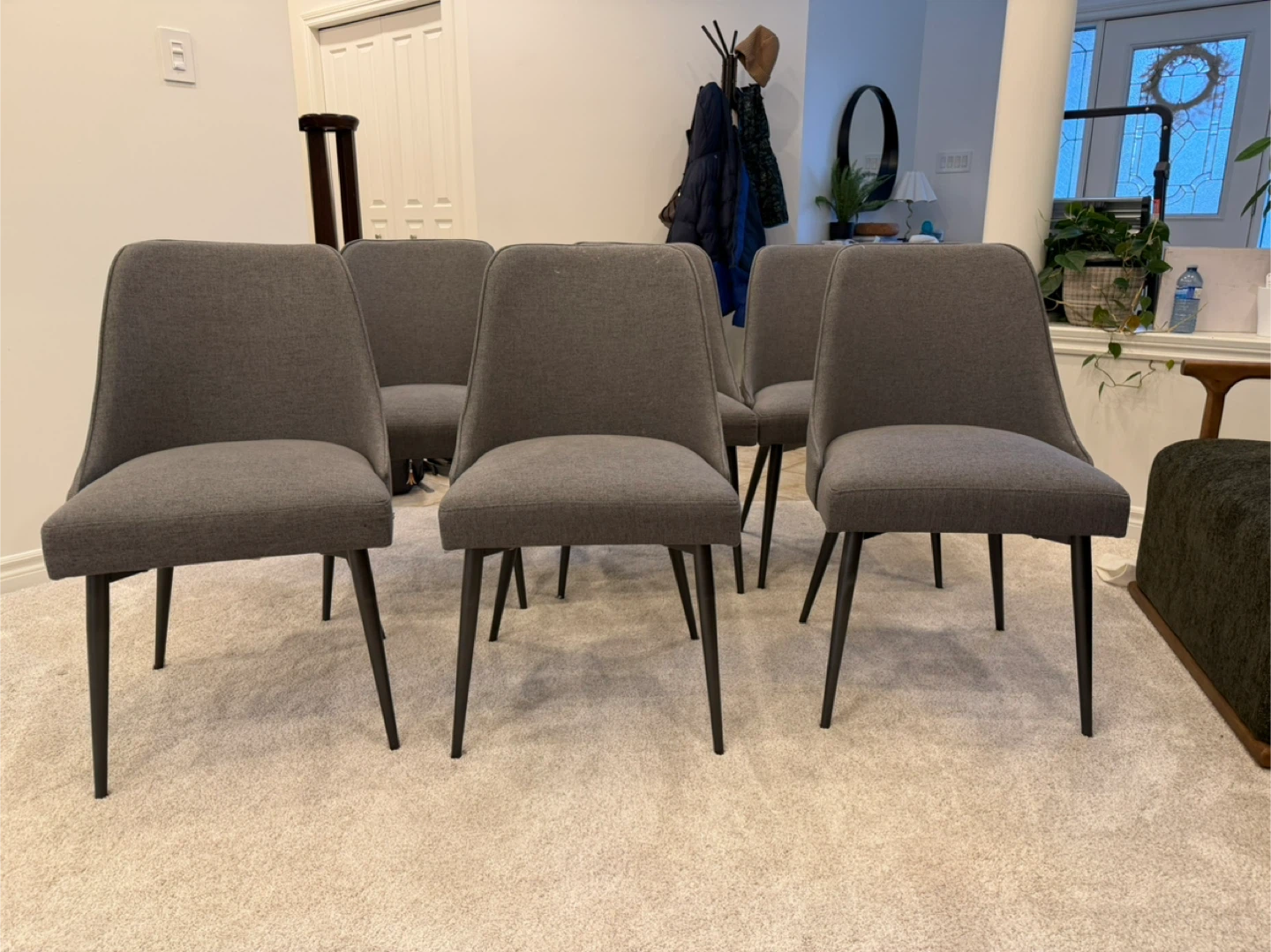 Set of 6 Grey Upholstered Dining Chairs - photo 4