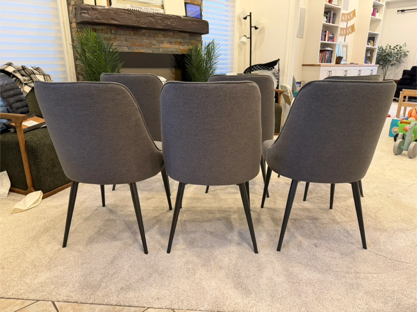 Set of 6 Grey Upholstered Dining Chairs - photo 3