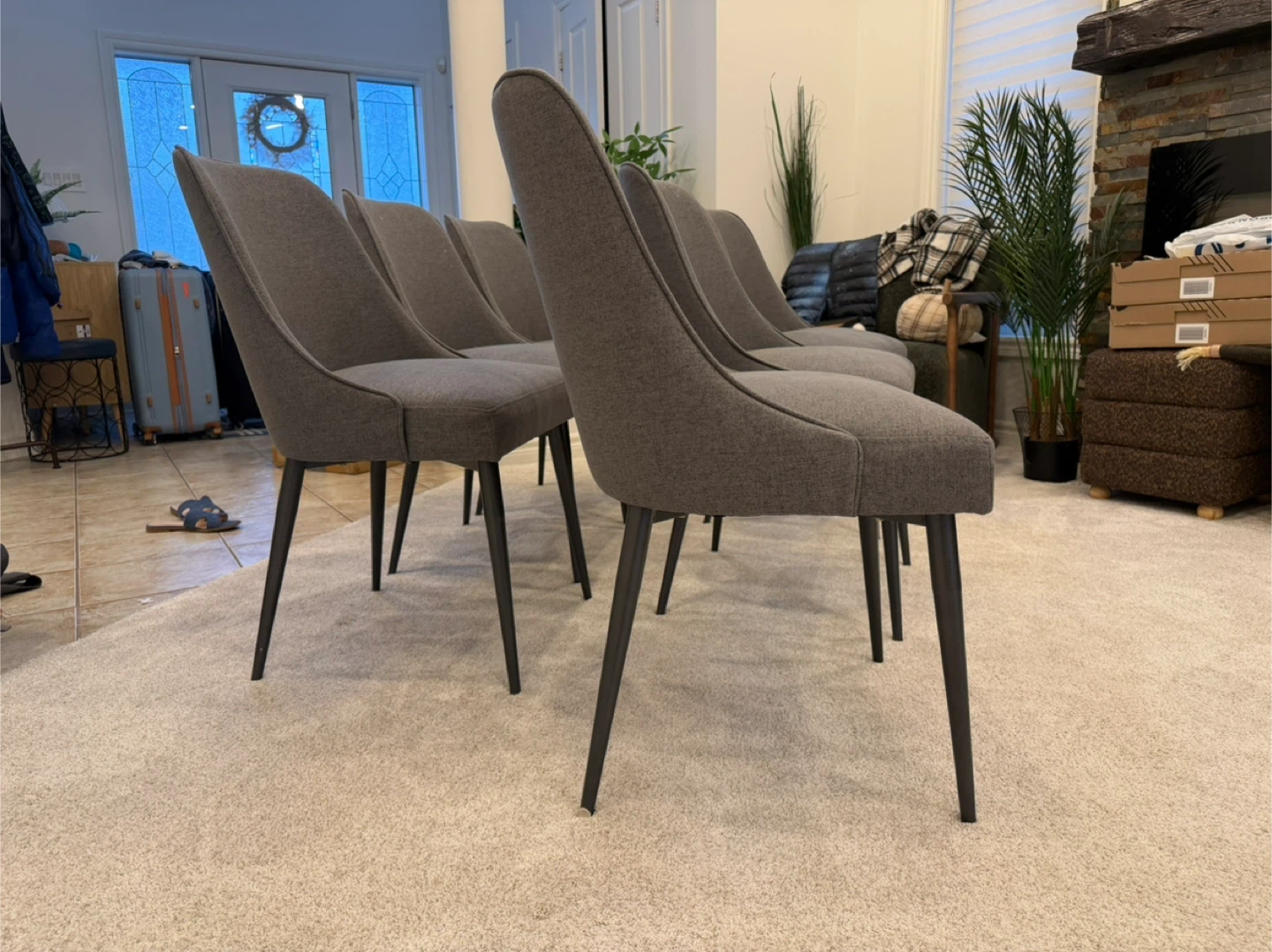 Set of 6 Grey Upholstered Dining Chairs - photo 2