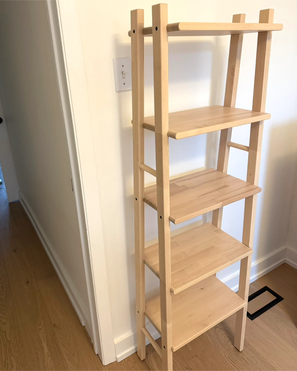 Light Wood Ladder Shelf