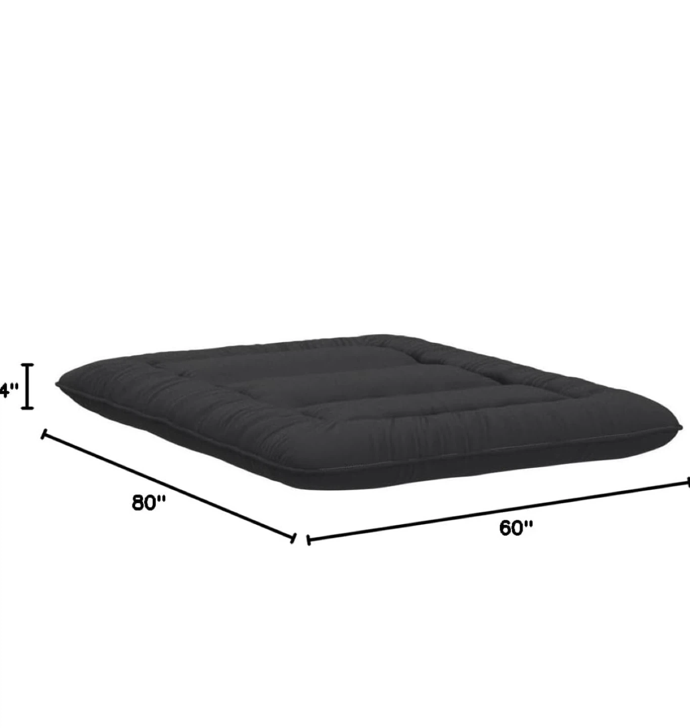 Black Queen Japanese Floor Mattress Futon 4" Thick - photo 2