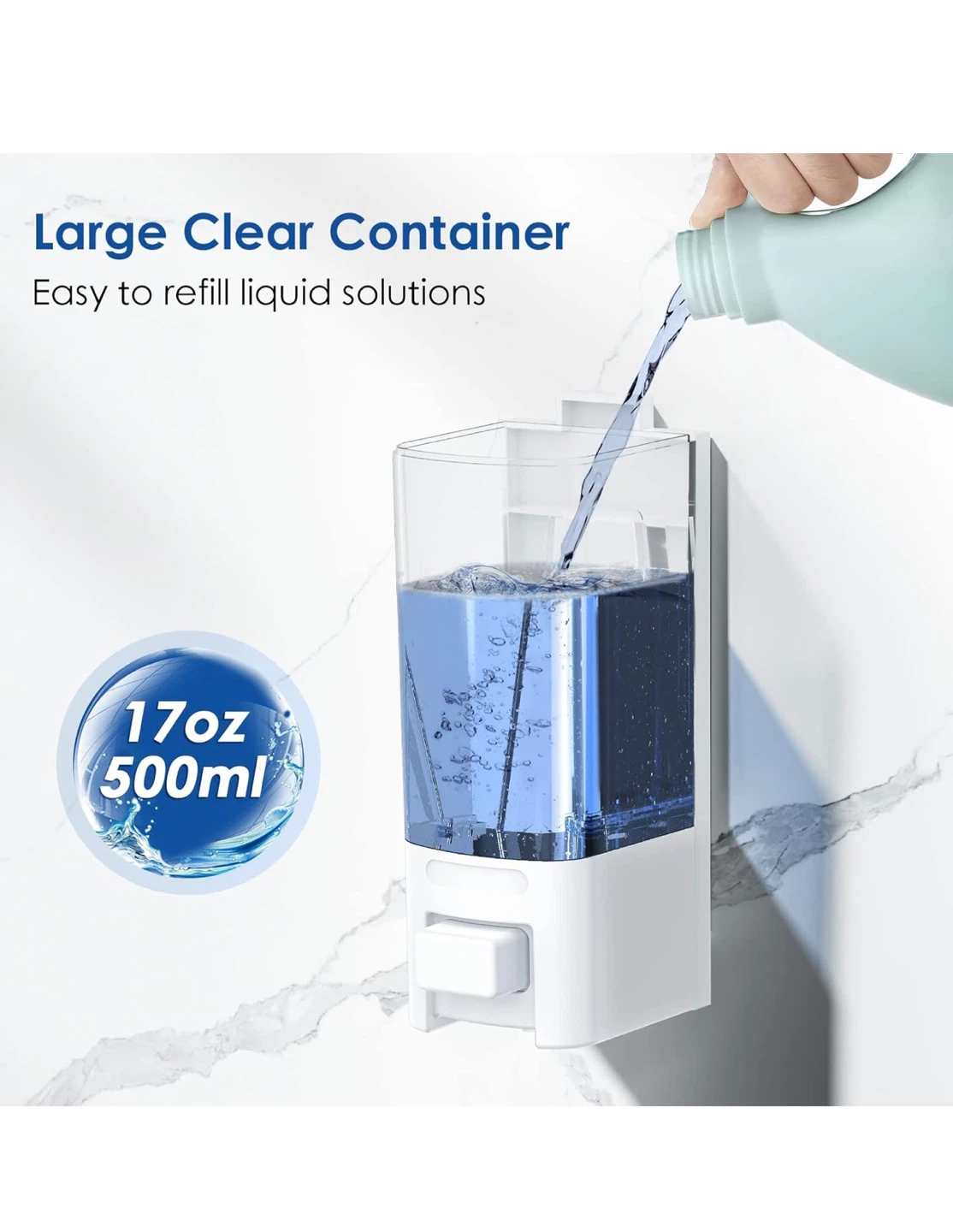 Manual Soap Dispenser Wall Mount 500ml White - photo 4