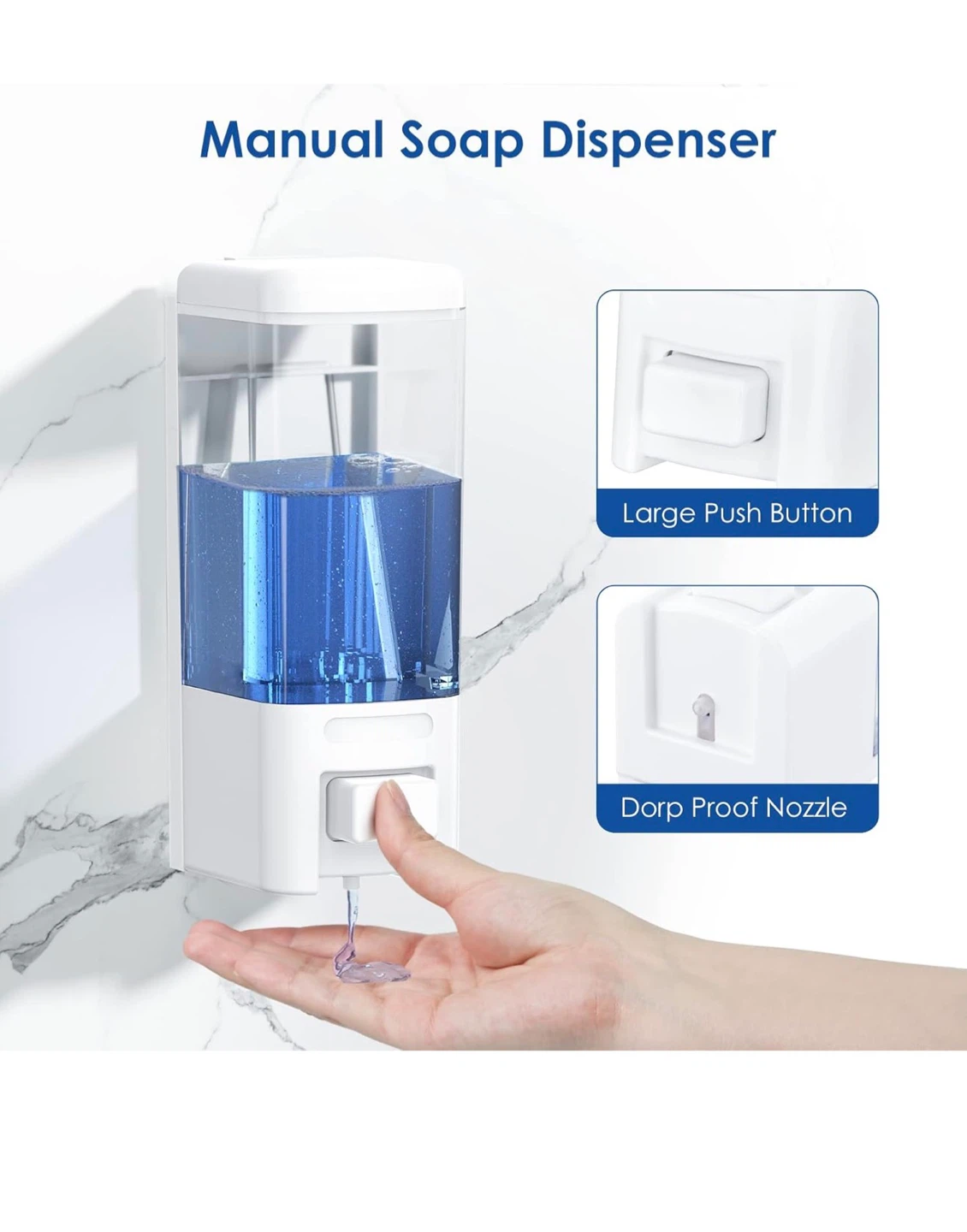Manual Soap Dispenser Wall Mount 500ml White - photo 5