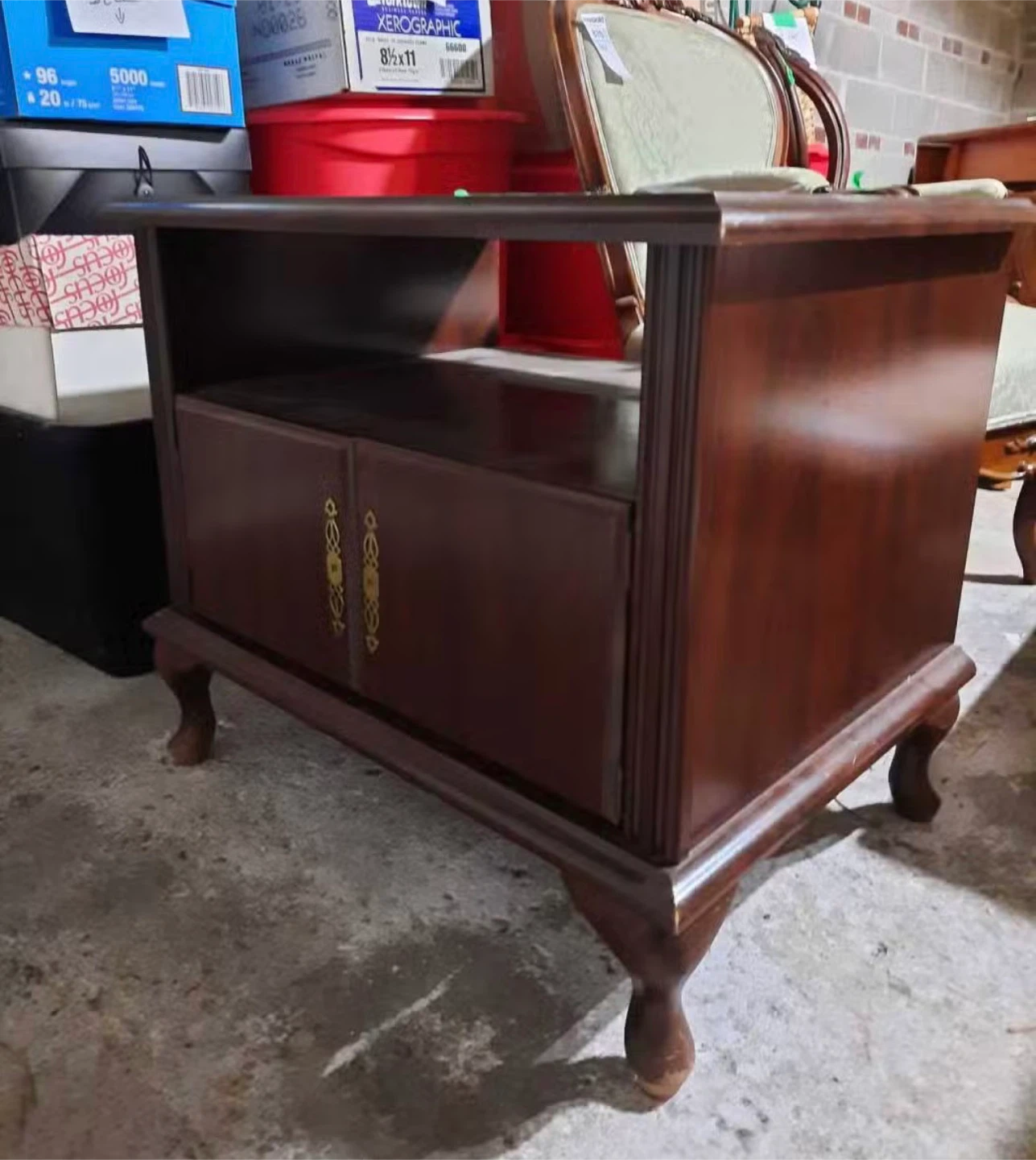 Wooden Side Table with Cabinet Doors - photo 2