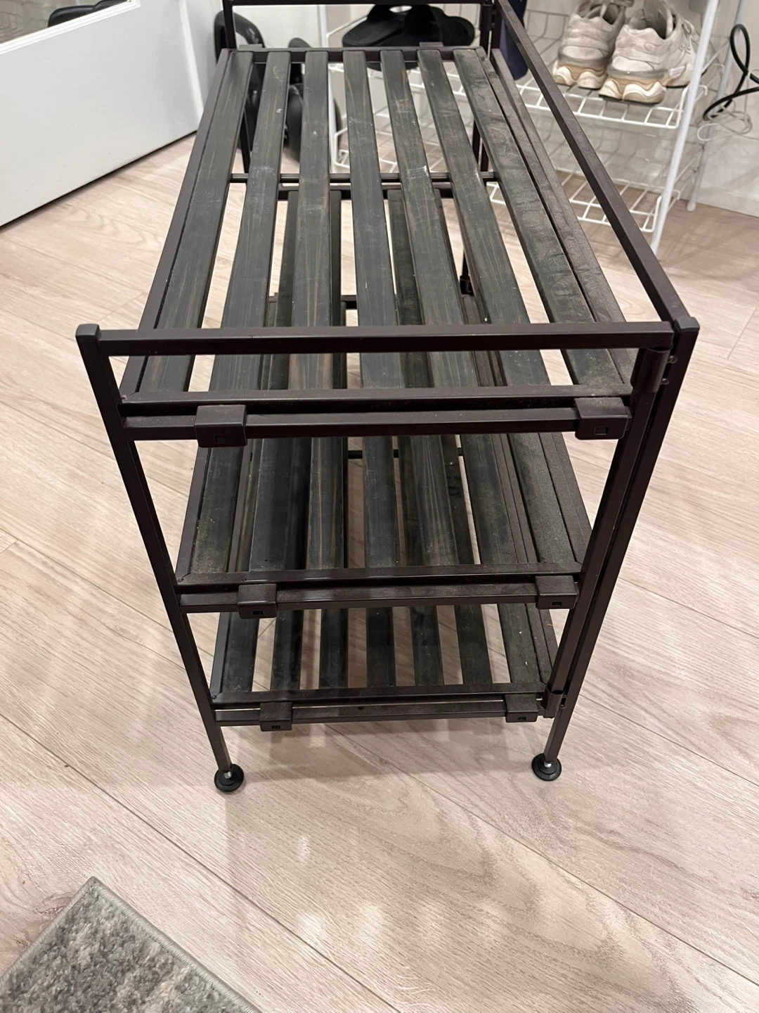 2-Tier Metal and Wood Shoe Rack - photo 2