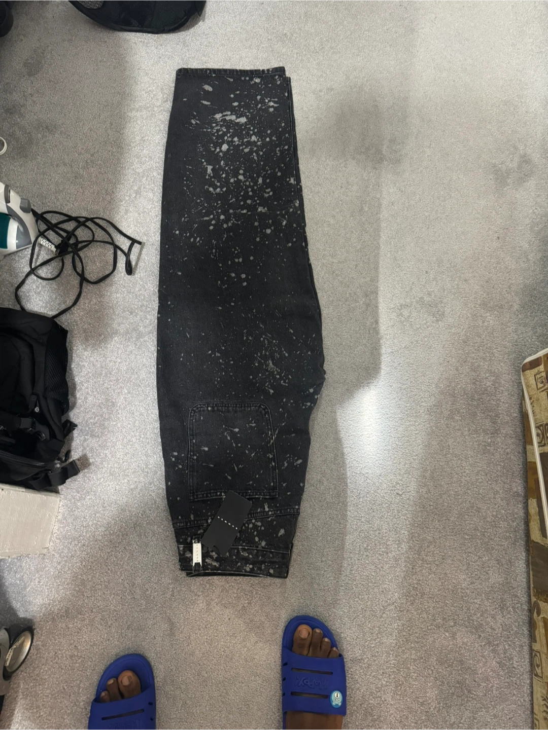 Black Wash Jeans with White Splatter - Size M - photo 2