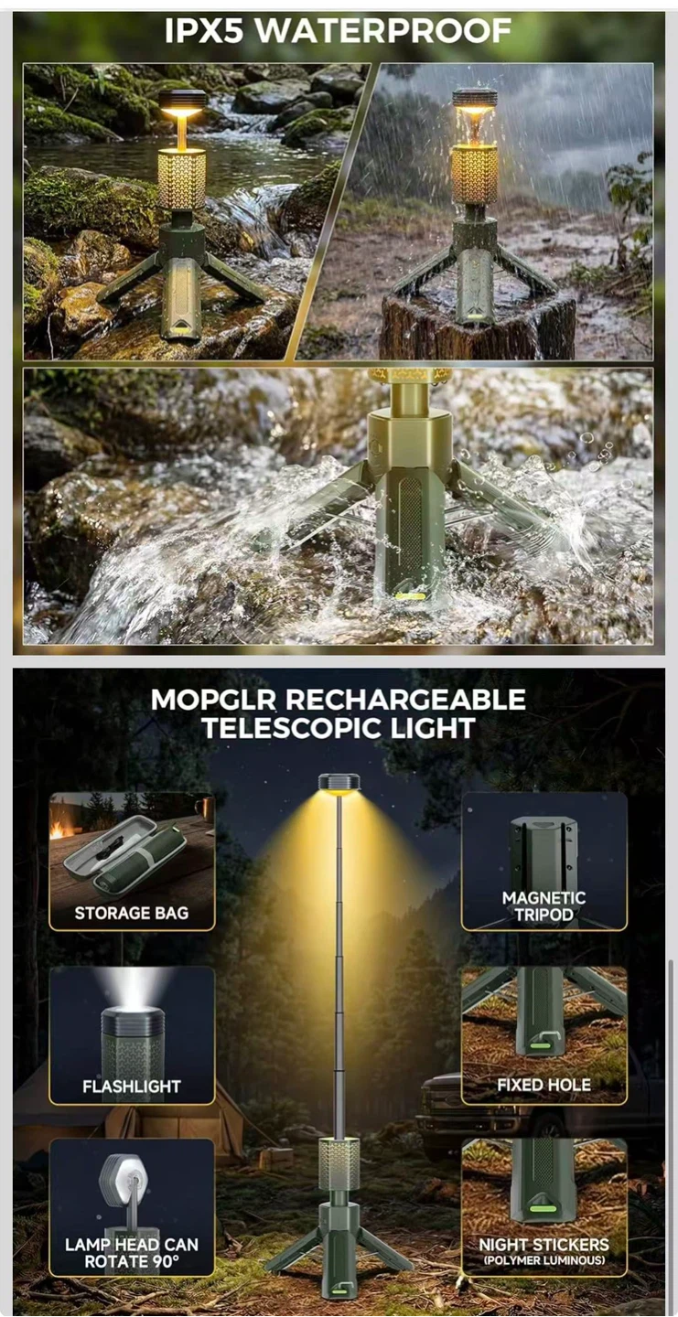 Rechargeable Telescopic Camping Lantern Flashlight - photo 4