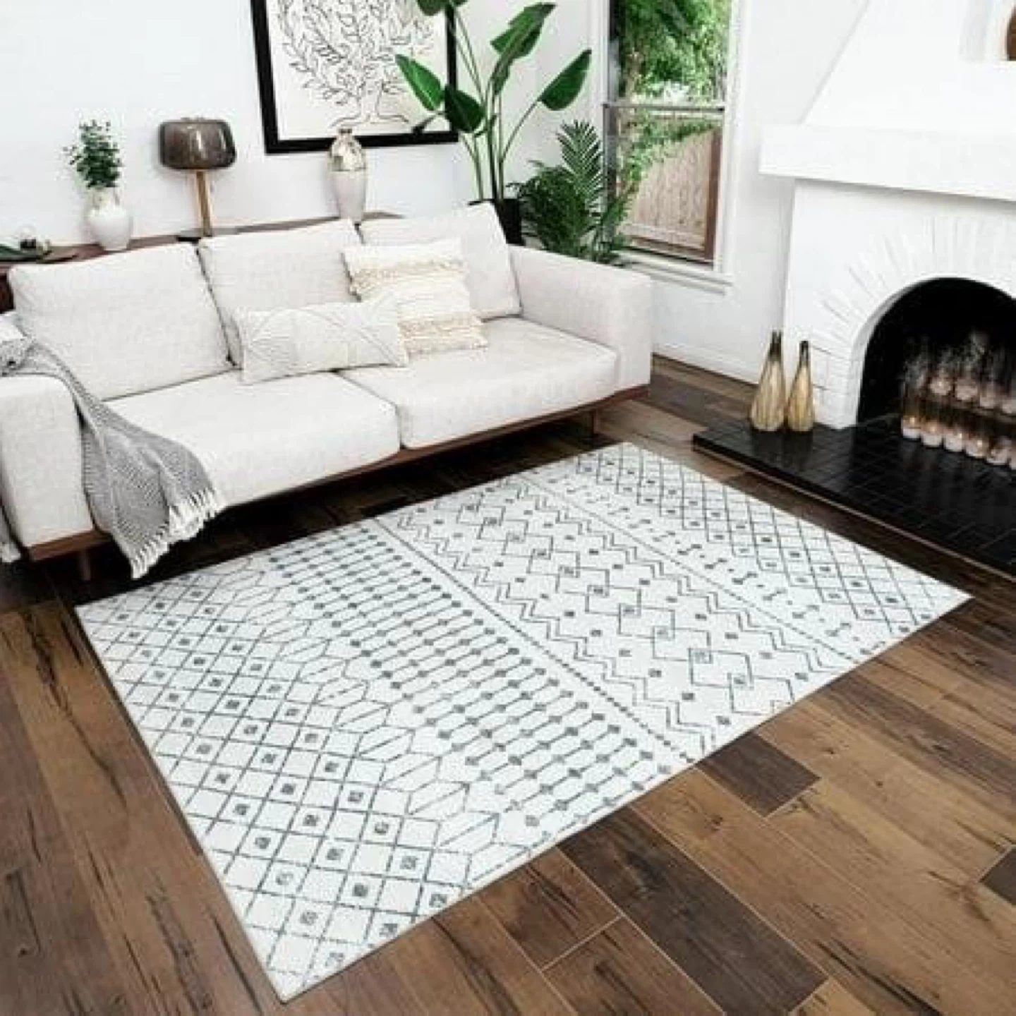 Mandala Machine Washable Area Rug (5 X 7 )