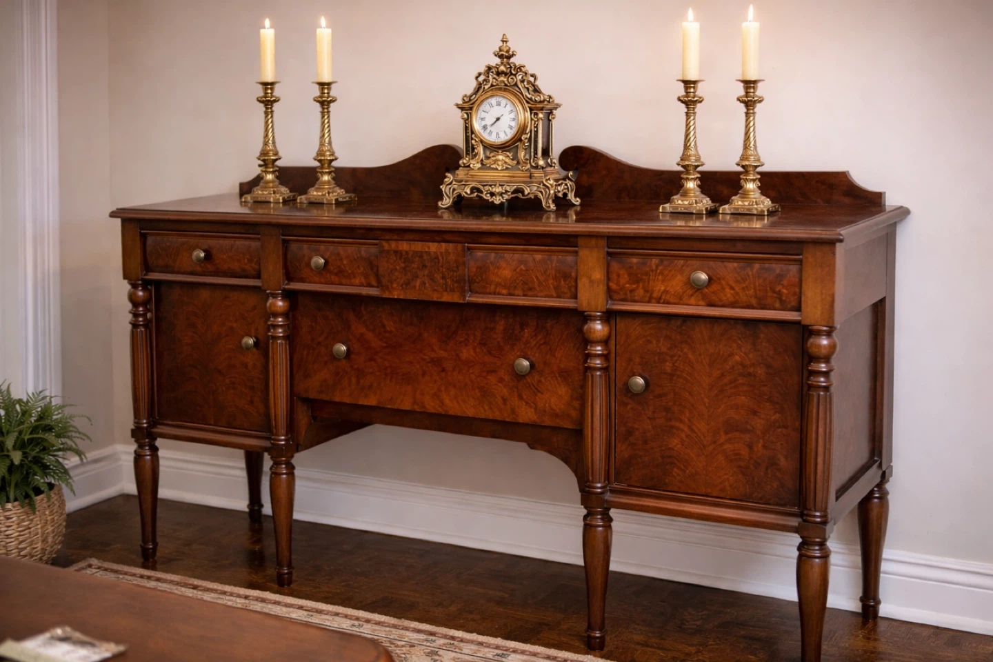 Antique Wood Buffet Sideboard Table