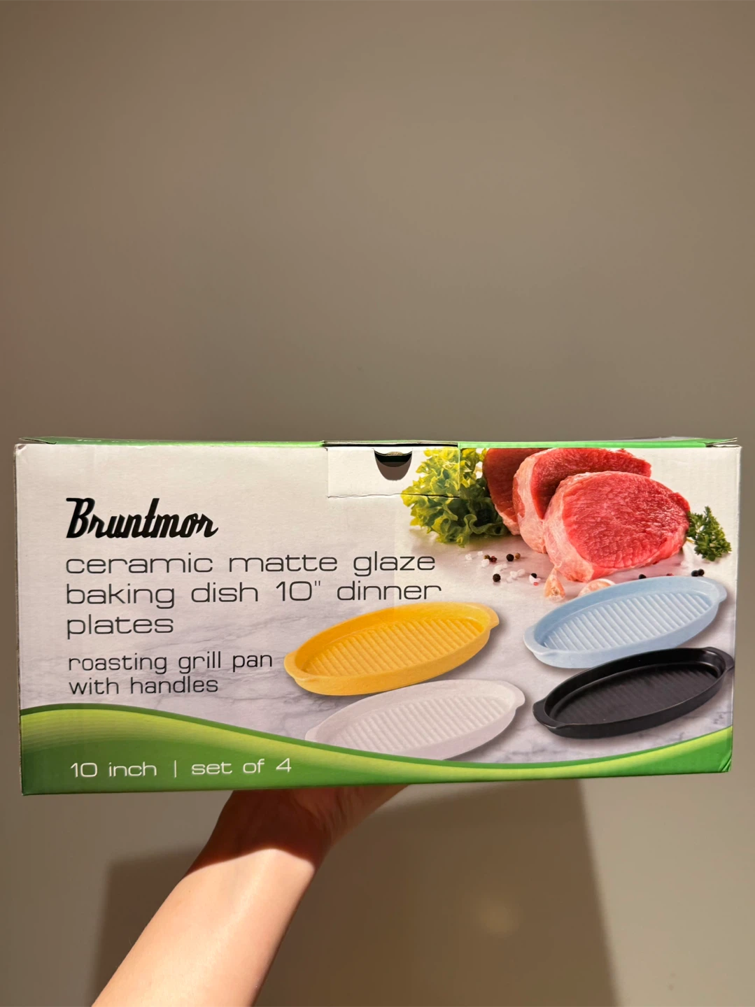 NEW Set of 4 Ceramic Matte Glaze Baking Dish 10" Dinner Plate