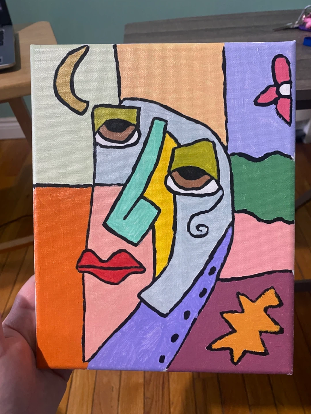Abstract Face Canvas Painting