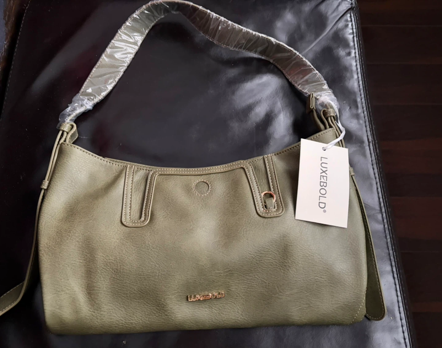 LUXEBOLD Hobo Handbag - Olive Green