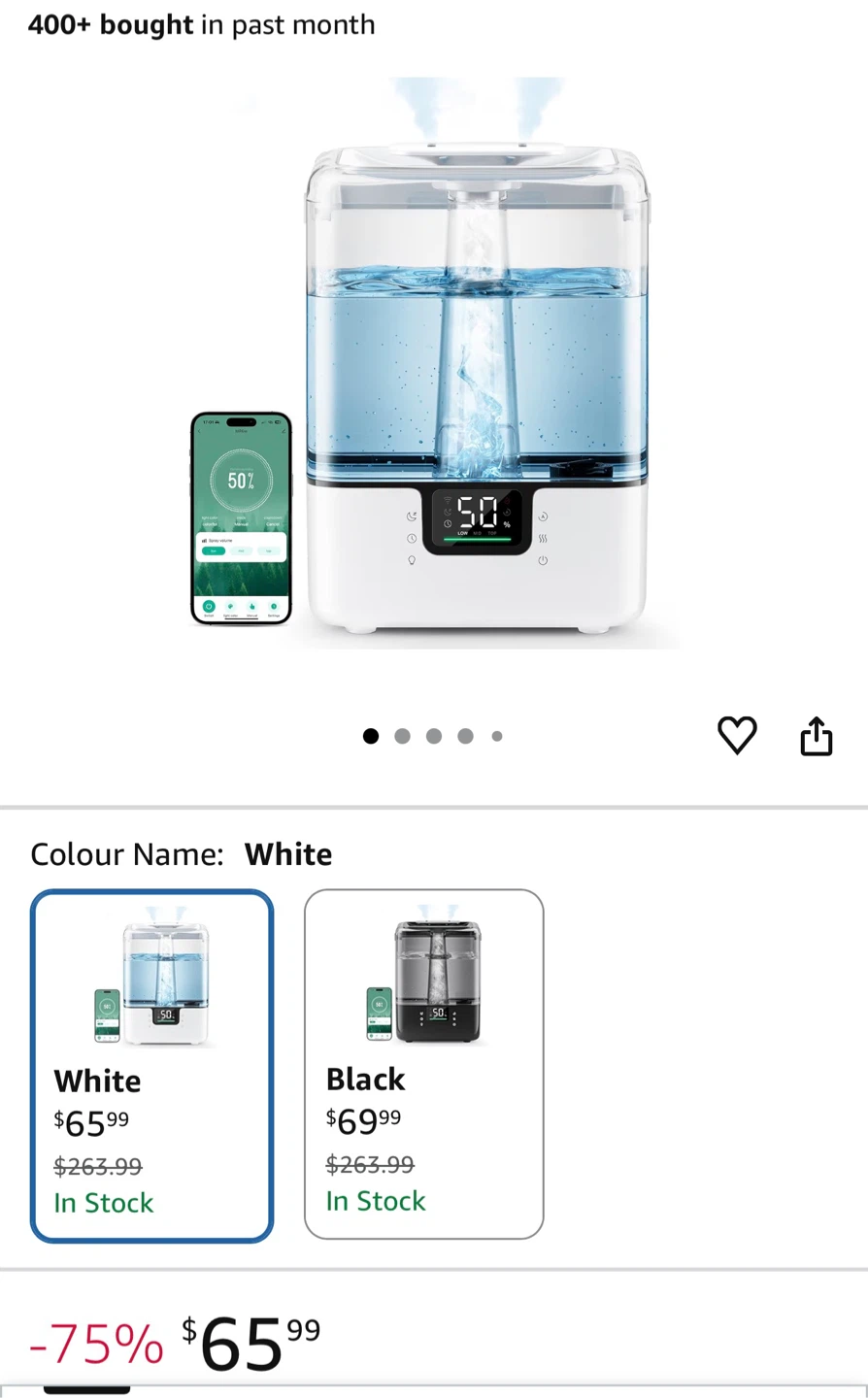 MORENTO Smart Cool Mist Humidifier MR6W White - photo 2