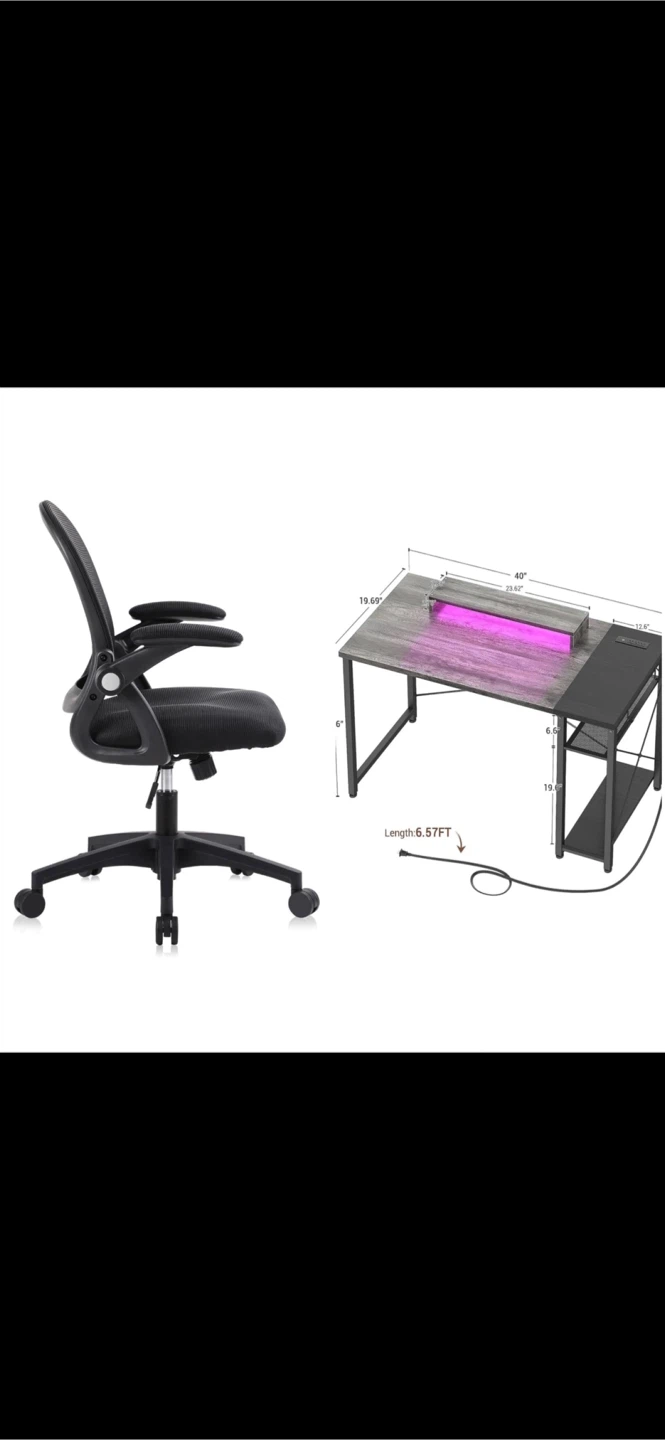 Computer Desk + Mesh Office Chair Set