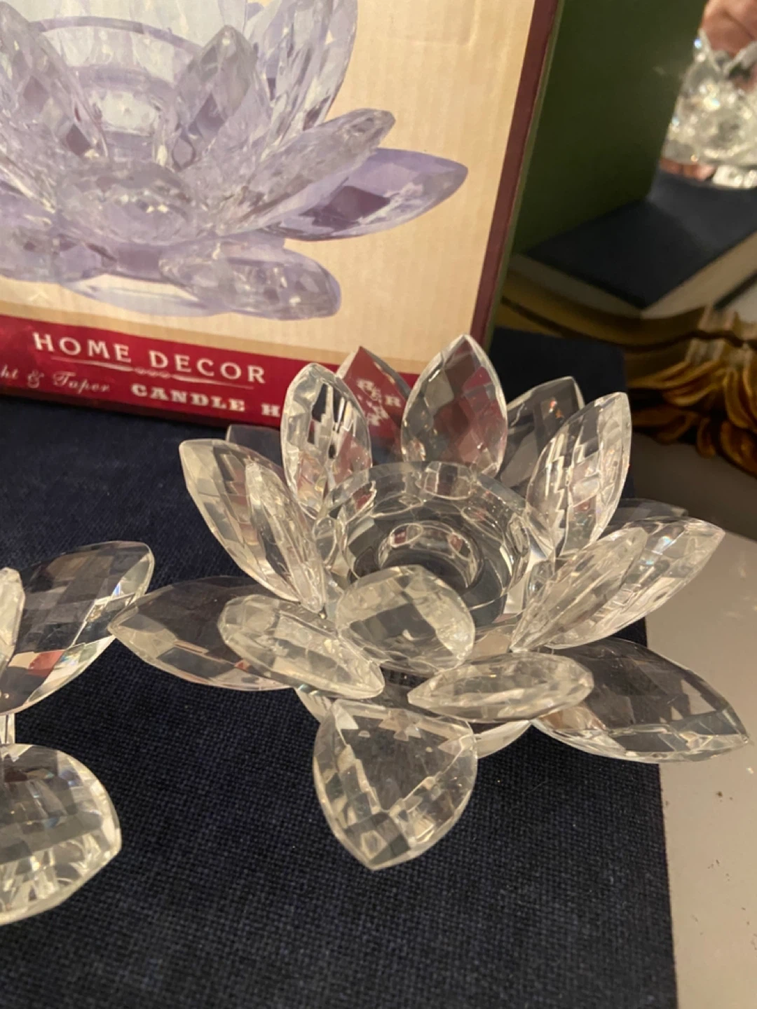 Crystal Lotus Flower Tea Light Candle Holders - Set of 3 - photo 3