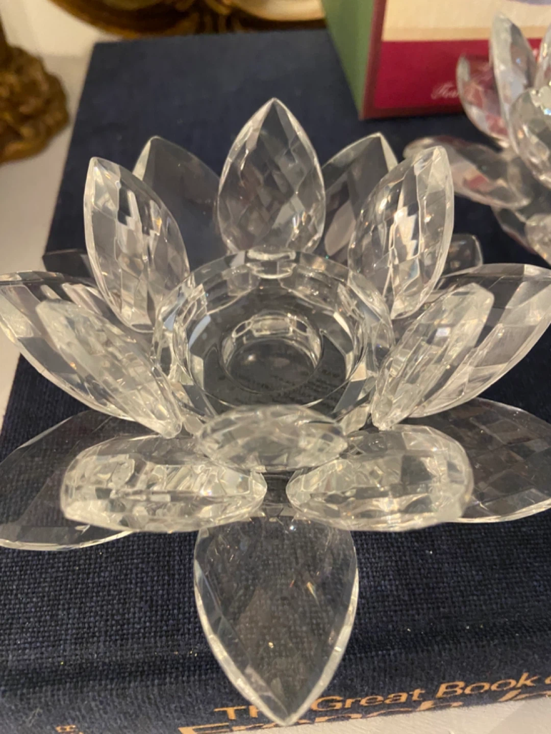 Crystal Lotus Flower Tea Light Candle Holders - Set of 3 - photo 4
