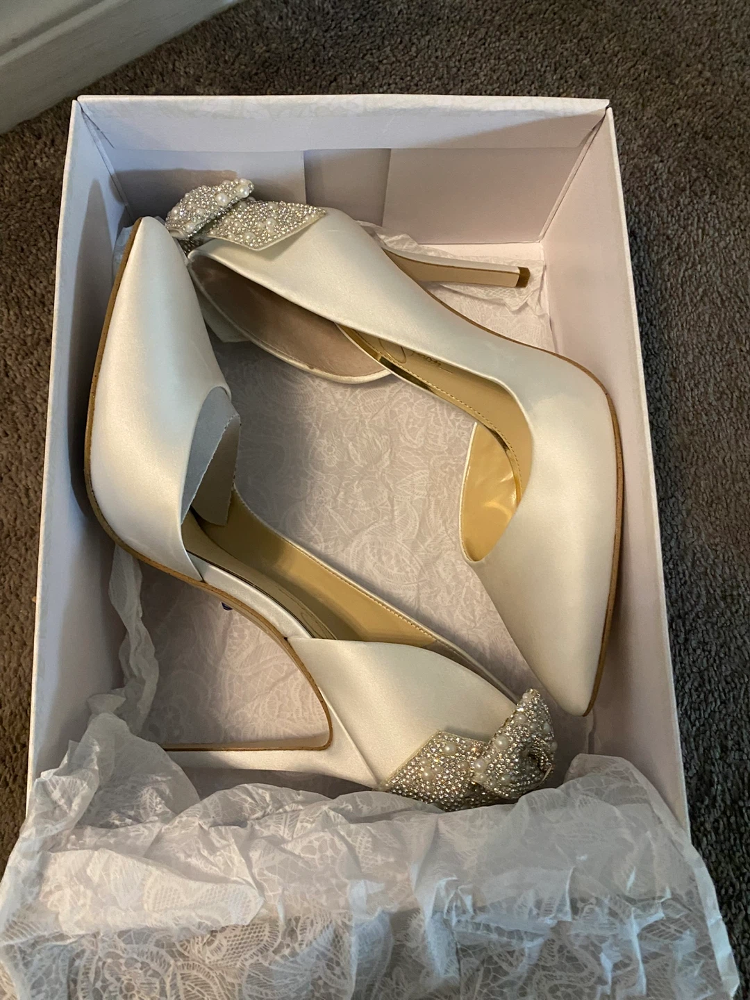 Jessica Simpson White Matte Satin Heels - Size 8.5M - photo 4