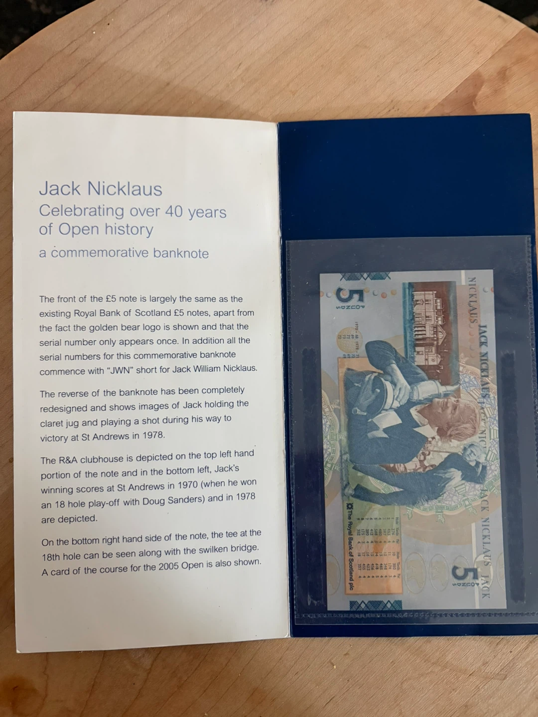 Jack Nicklaus Commemorative £5 Banknote - photo 4