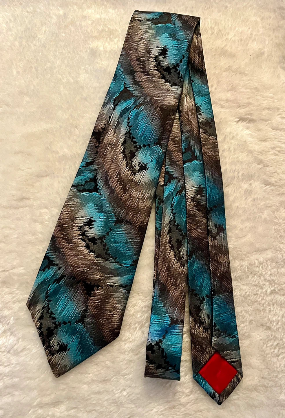 Woodward's Classic Men's Necktie - Blue/Brown Abstract Pattern - photo 5