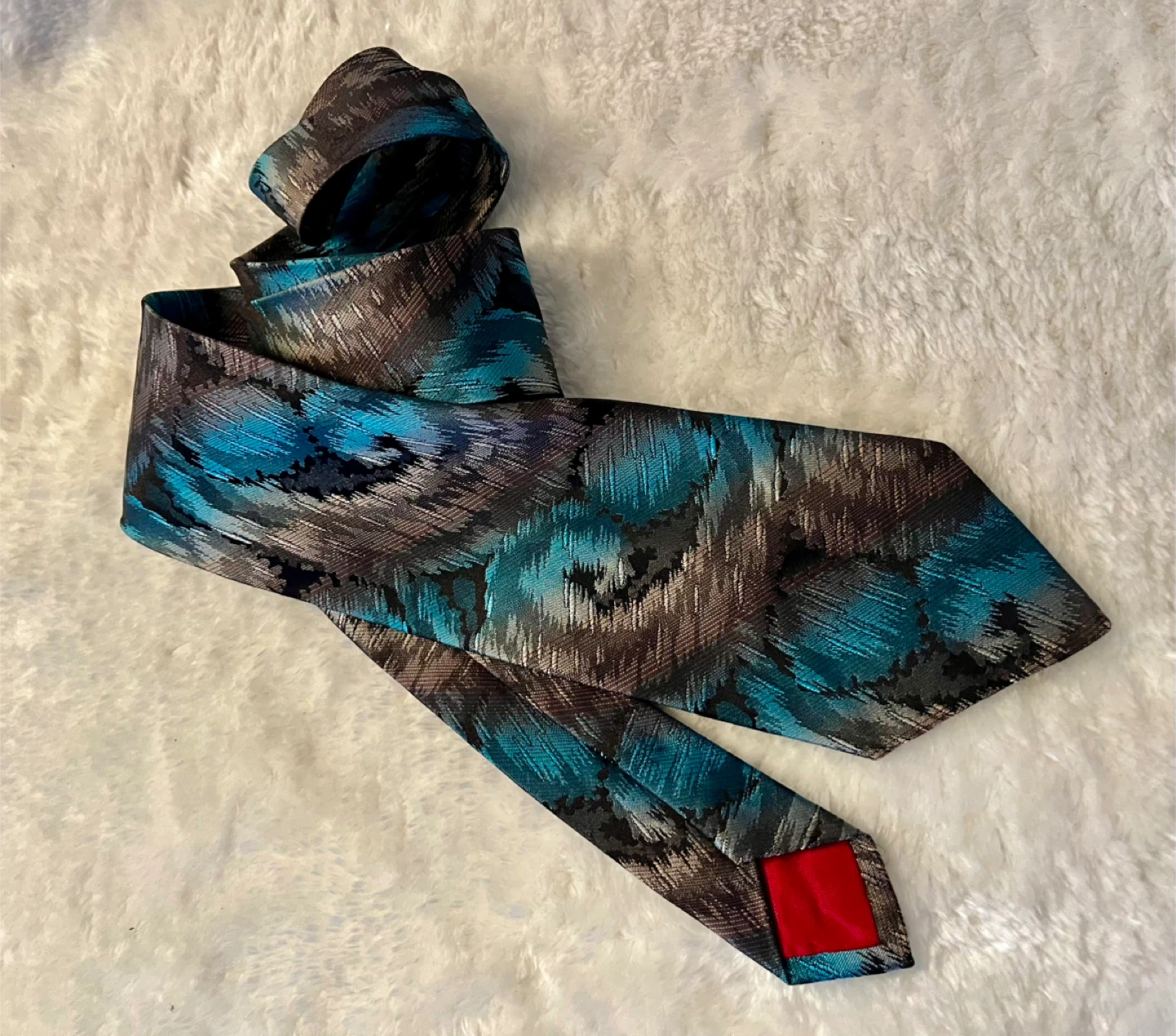 Woodward's Classic Men's Necktie - Blue/Brown Abstract Pattern - photo 3