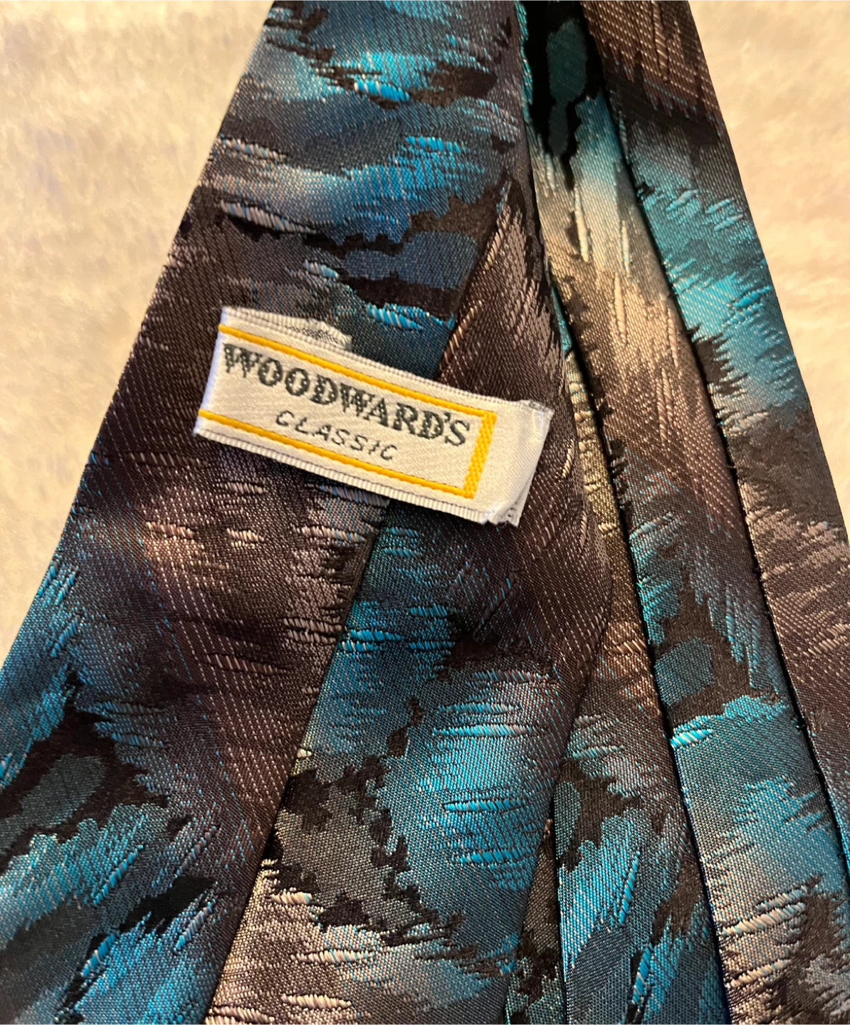 Woodward's Classic Men's Necktie - Blue/Brown Abstract Pattern - photo 2