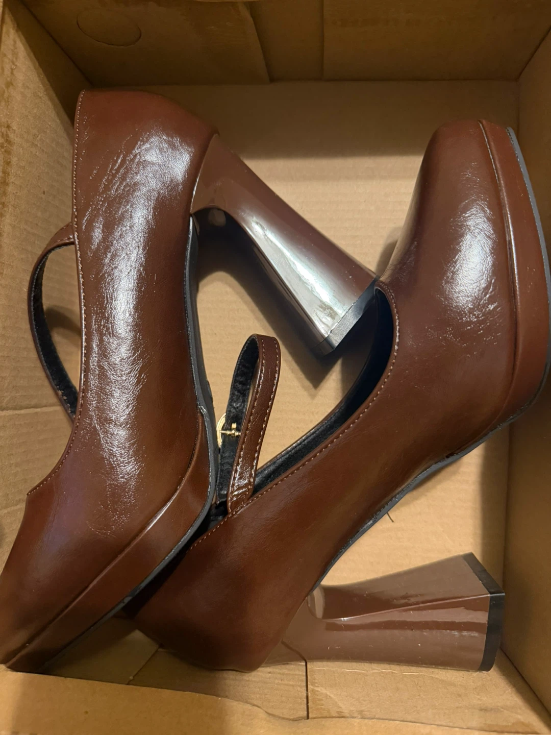 Brown Chunky Platform Mary Jane Heels - Size 37 - photo 2