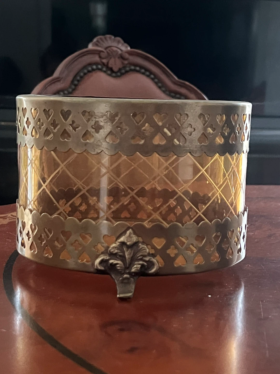 Decorative Amber Glass and Metal Holder - photo 2