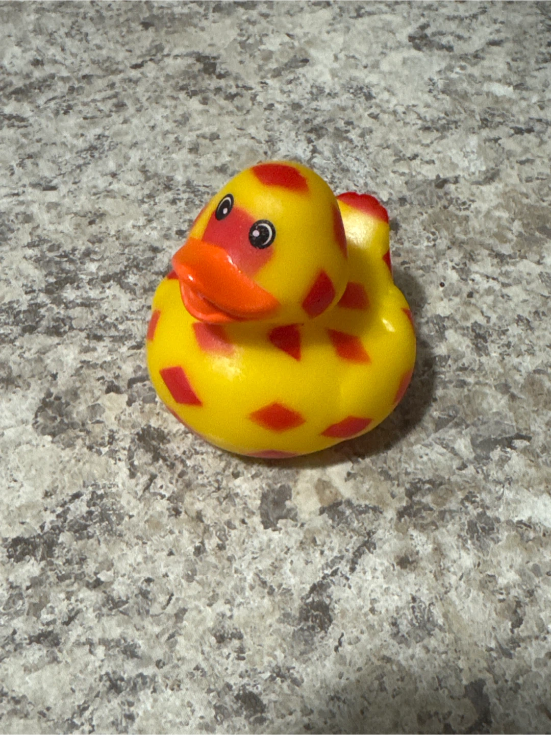 Yellow Rubber Duck Toy with Red Diamonds
