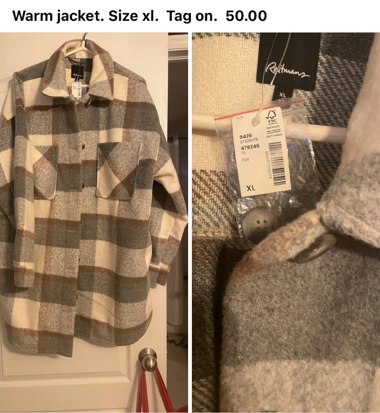 Reitmans Plaid Shacket Jacket Size XL