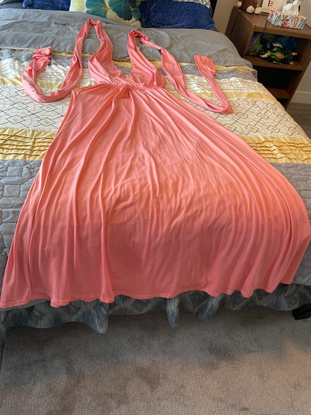 Coral Pink Maxi Dress with Convertible Straps - photo 3