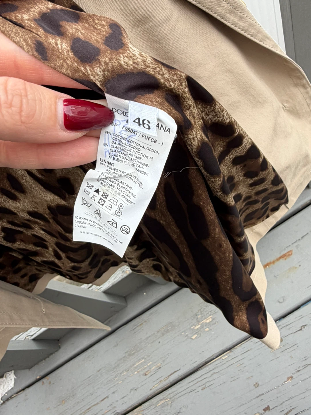 Dolce & Gabbana Tan Trench Coat with Leopard Print Lining - photo 3