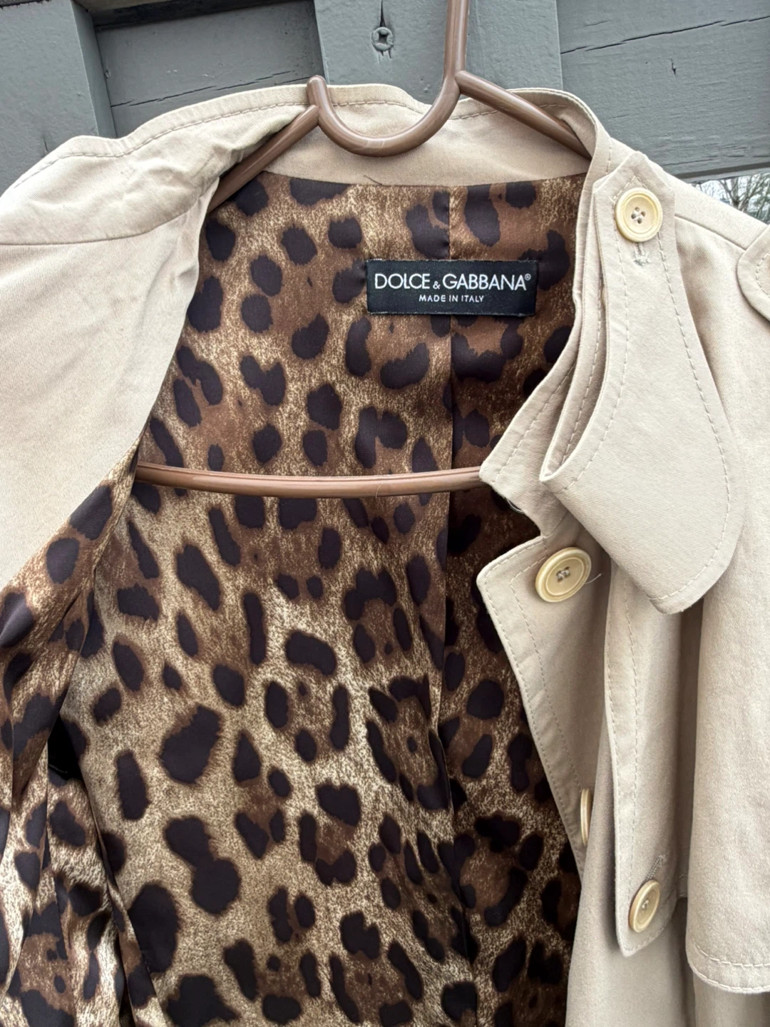 Dolce & Gabbana Tan Trench Coat with Leopard Print Lining - photo 2