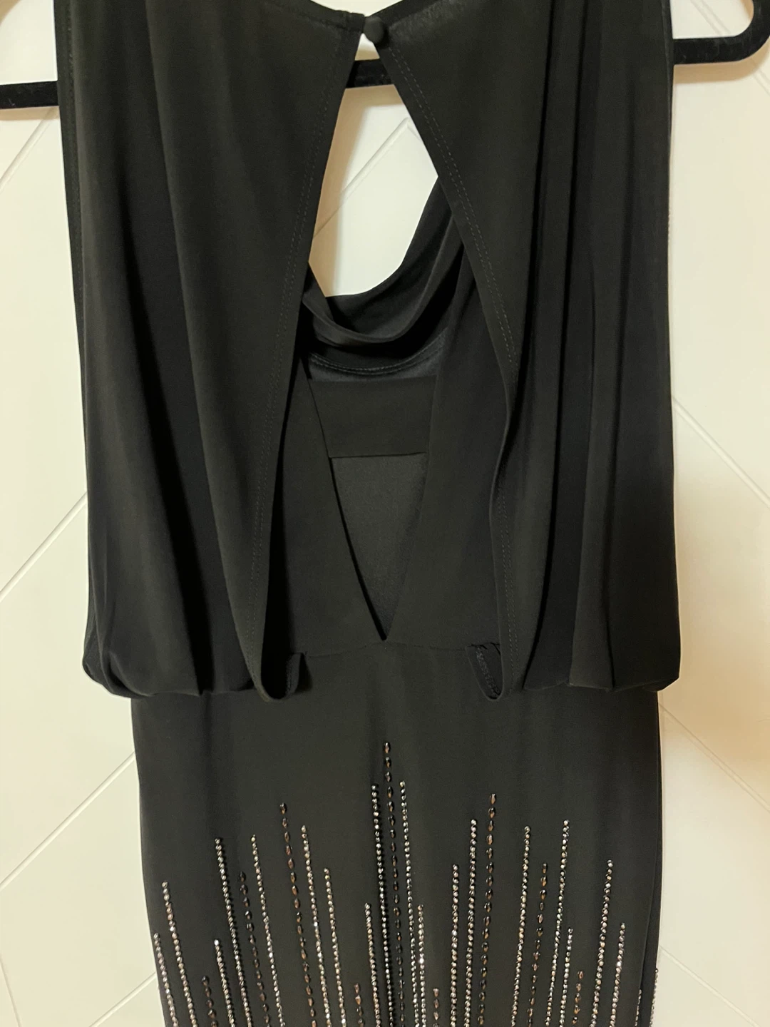 Xscape Black Embellished Sheath Evening Dress Size M