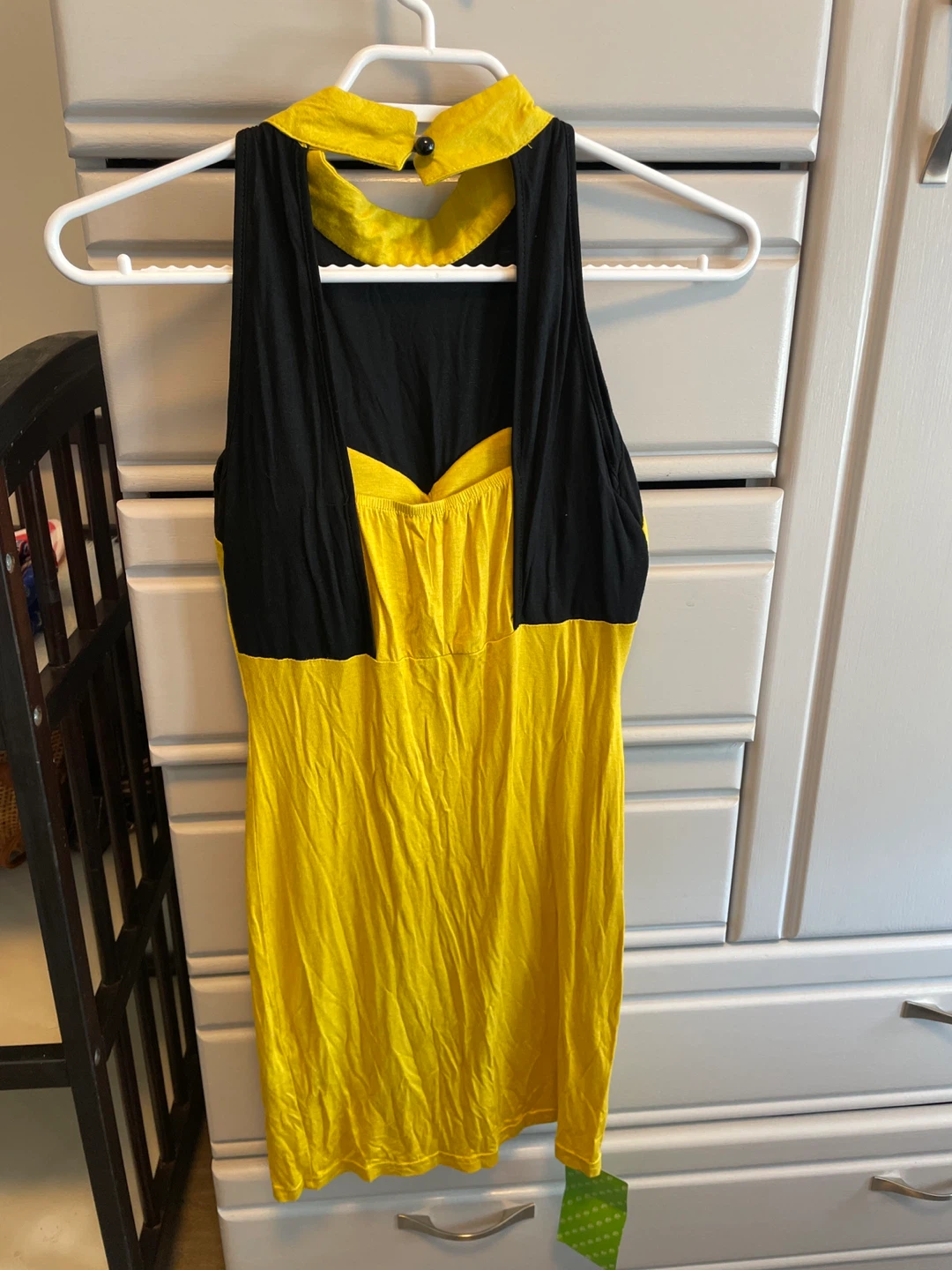 Yellow and Black Halter Dress with Bow - photo 2