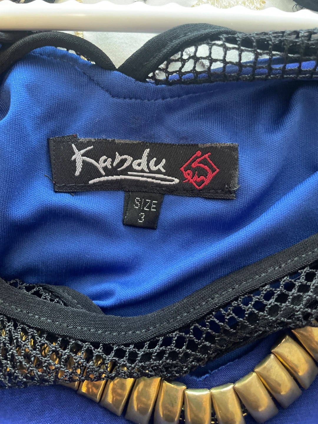 Kabdu Blue Mesh Detail Dress Size 3 - photo 5