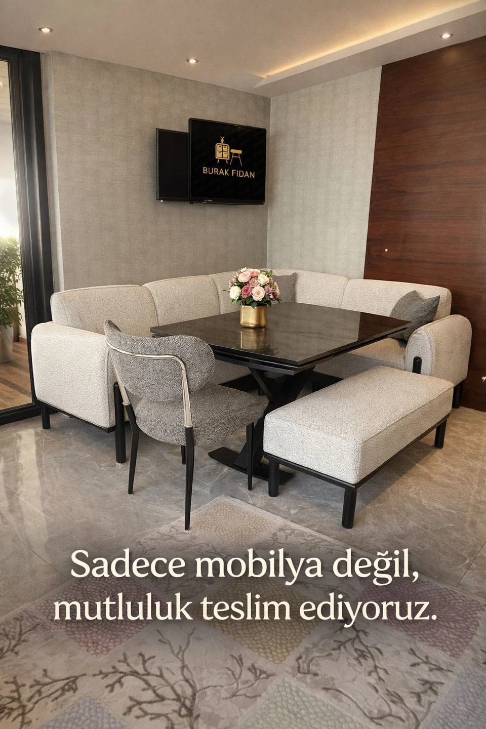 Modular Dining Set with Upholstered Chairs and Benches