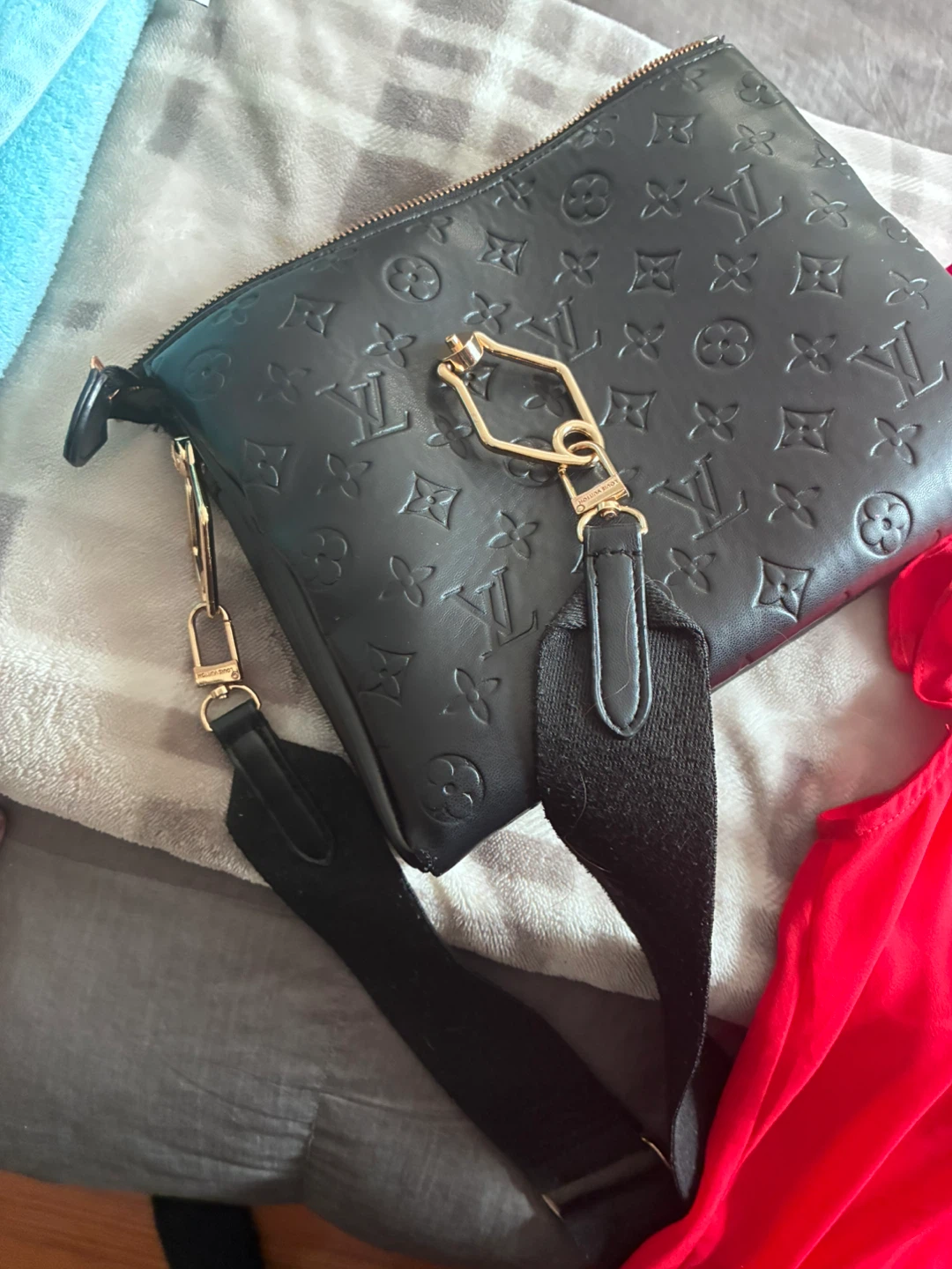Louis Vuitton Monogram Embossed Black Shoulder Bag