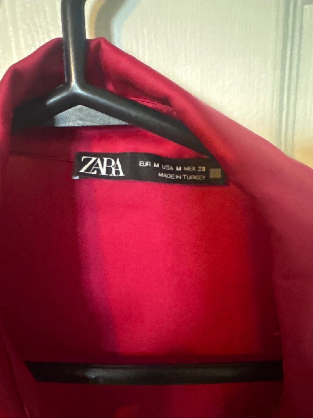 ZARA Fuchsia Satin Button-Up Shirt - Size Medium - photo 2