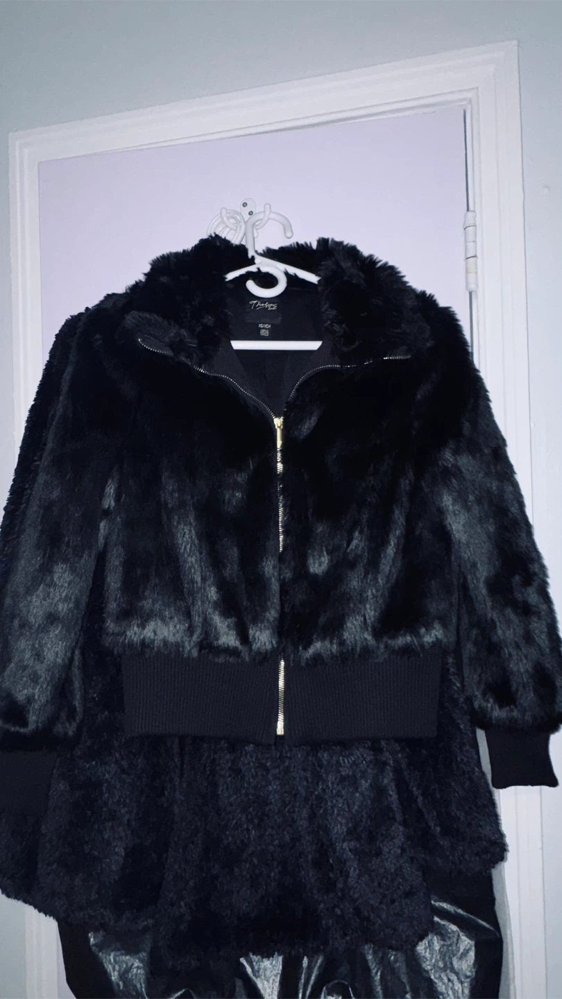 Black Faux Fur Bomber Jacket