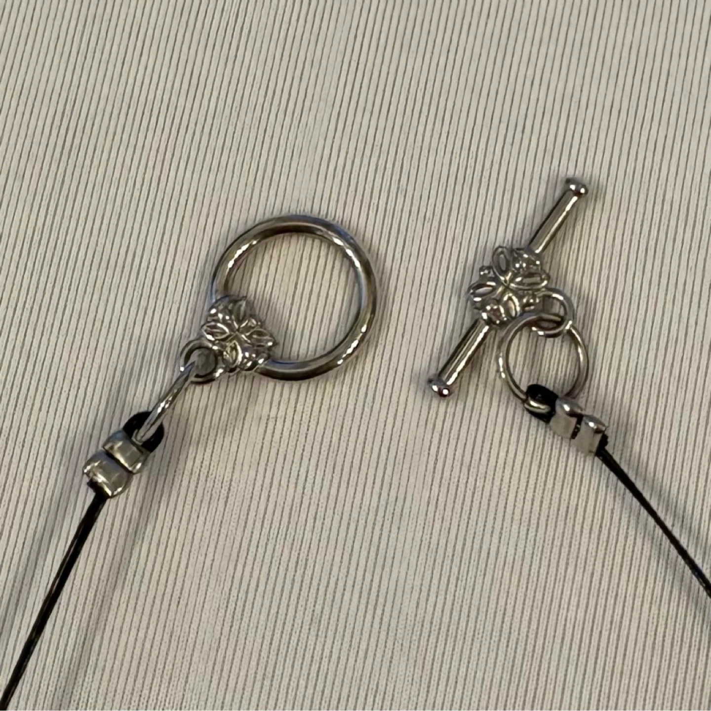 Abstract Mod Spike Bead Collar Silver Cord Necklace Toggle - photo 5
