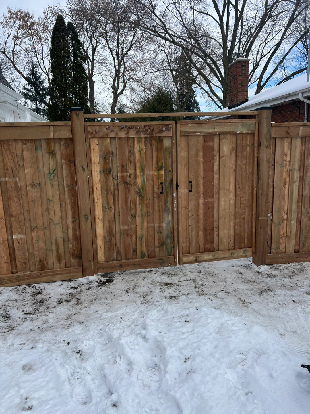 Wooden Fence with Double Gates