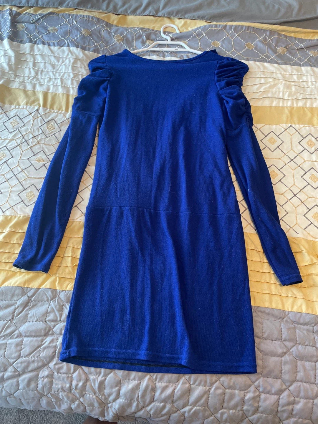 Blue Long Sleeve Ruched Dress - photo 4