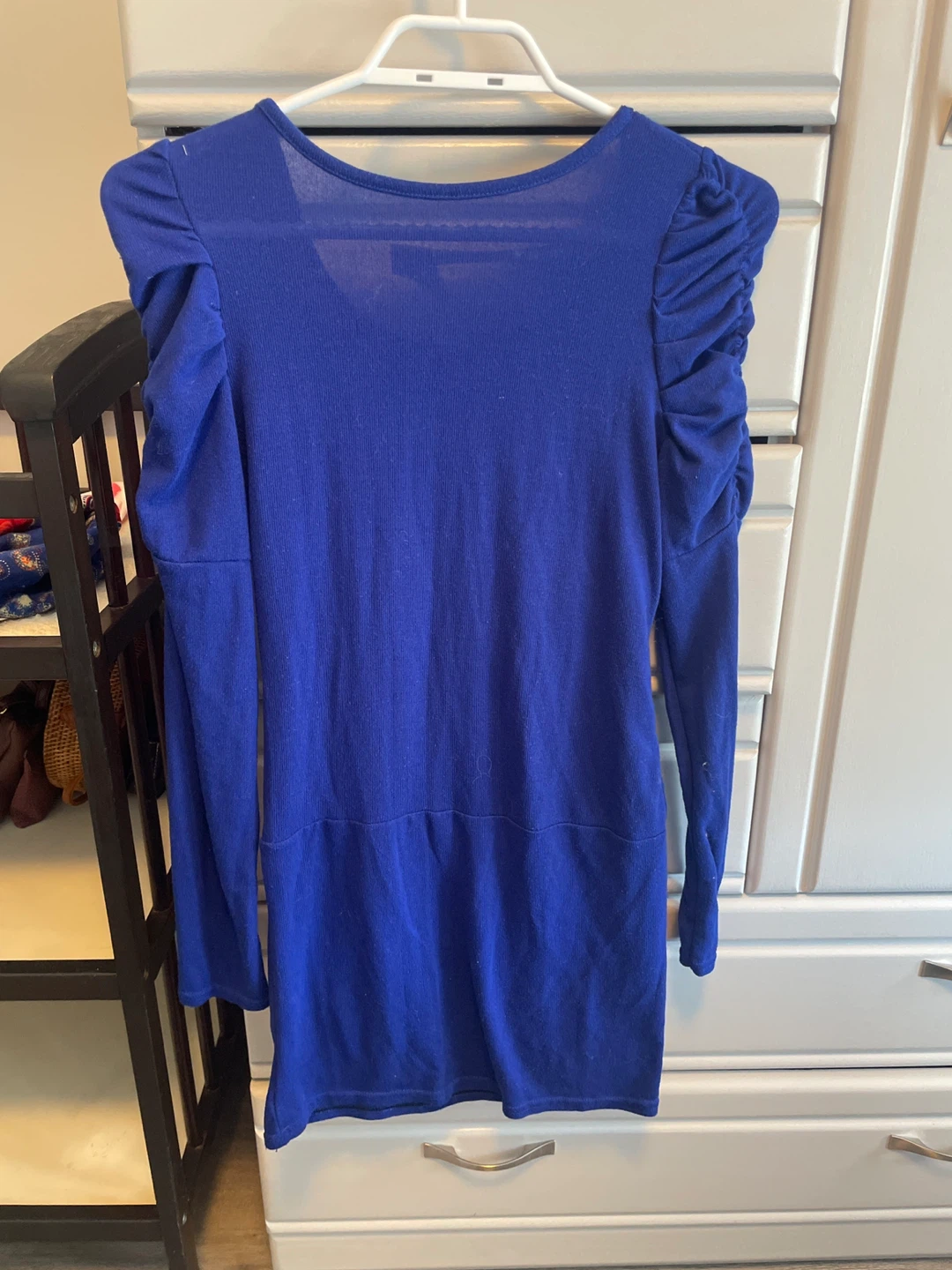 Blue Long Sleeve Ruched Dress - photo 2